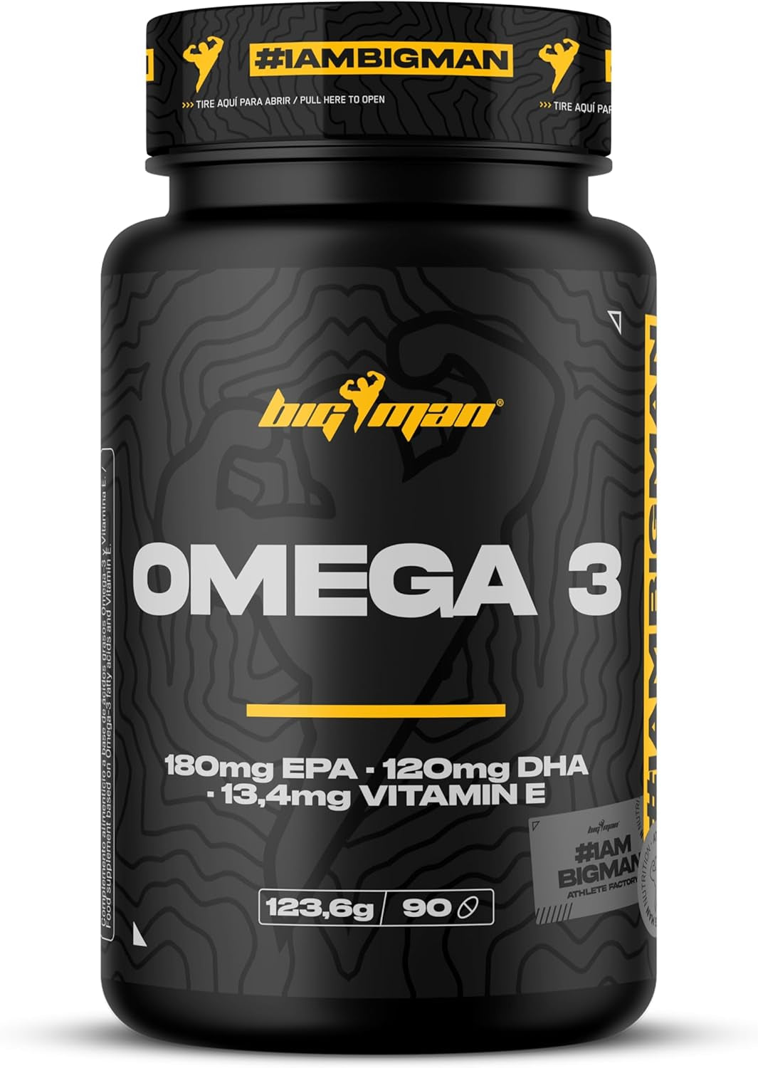 Bigman | Omega 3 Fish Oil 90 Caps | Aceite De Pescado | Fuente De Acidos Grasos Essenciales | 540Mg EPA + 360Mg DHA | Apoyo Del Cuidado Del Corazon | Mejora La Oxidación Celular | 90 Perlas