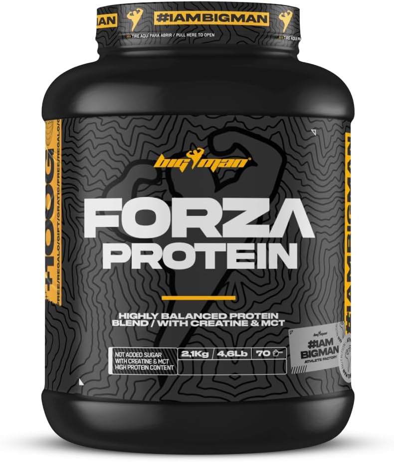 Bigman | Forza Protein 2Kg +100G REGALO | Proteína 80% | Aislado Proteína Soja + Concentrado Proteína Whey | Creatina | Alto Contenido En Proteínas Y Recuperador (2,1Kg, Chocolate Blanco)