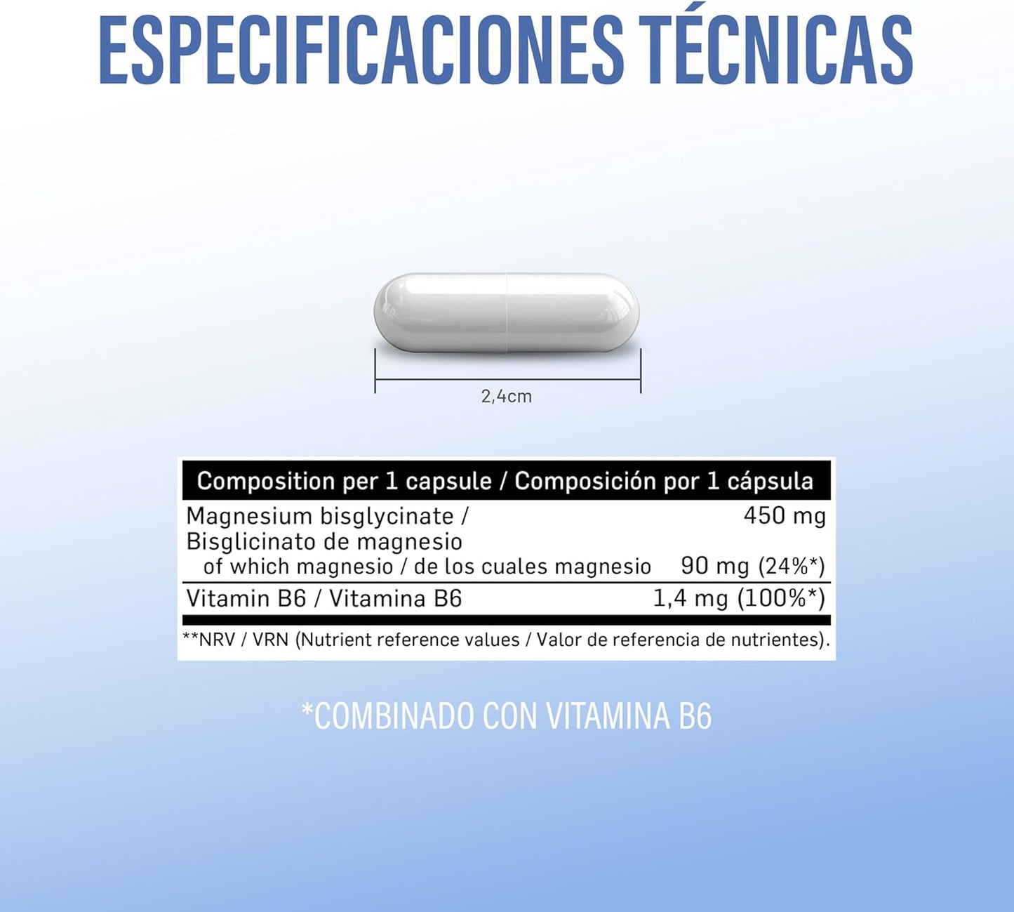 Beverly Mgb6 450 - Magnesio Bisglicinato Con Vitamina B6 (450 Mg De Magnesio) Por Cápsula - 90 Cápsulas Veganas - 90 Servicios - Energía, Fortalecimiento De Huesos, Estrés, Estreñimiento