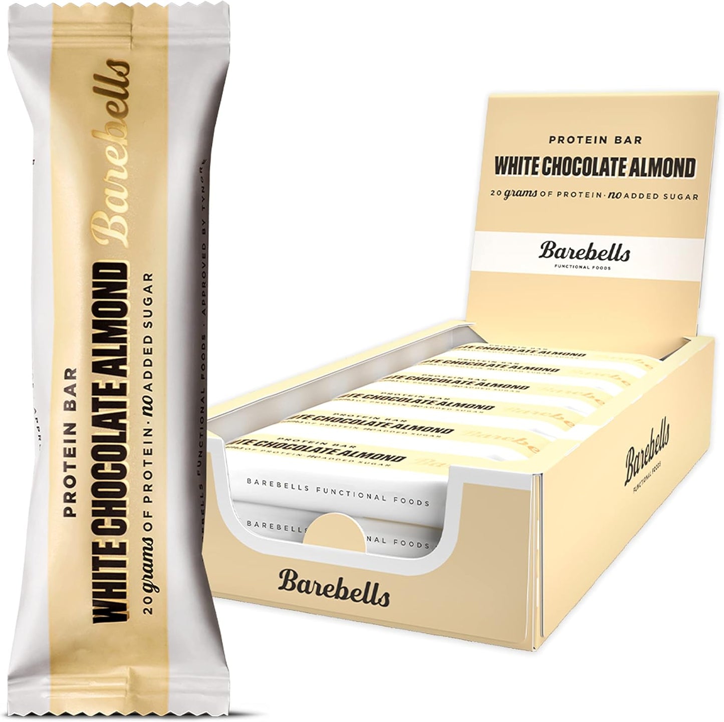 Barebells - Barritas Proteína - 20G Protein X Bar - Baja En Azúcar Y Calorías - Sin Aceite De Palma - White Chocolate Almond (12 Barritas X 55G)