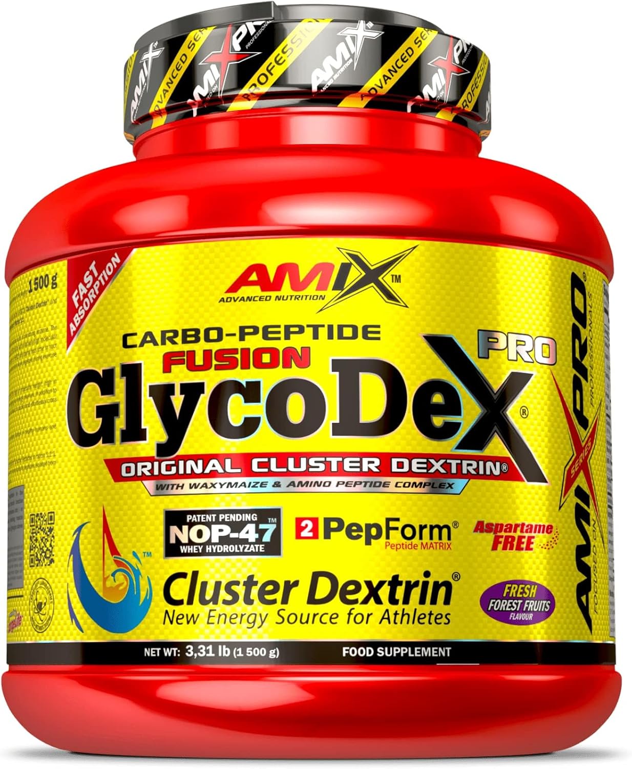 AMIX - Bebida Energética - Glycodex Pro En Formato De 1,5 Kg - Ayuda a Mejorar El Rendimiento Y La Recuperación Muscular - Sabor a Frutas Del Bosque