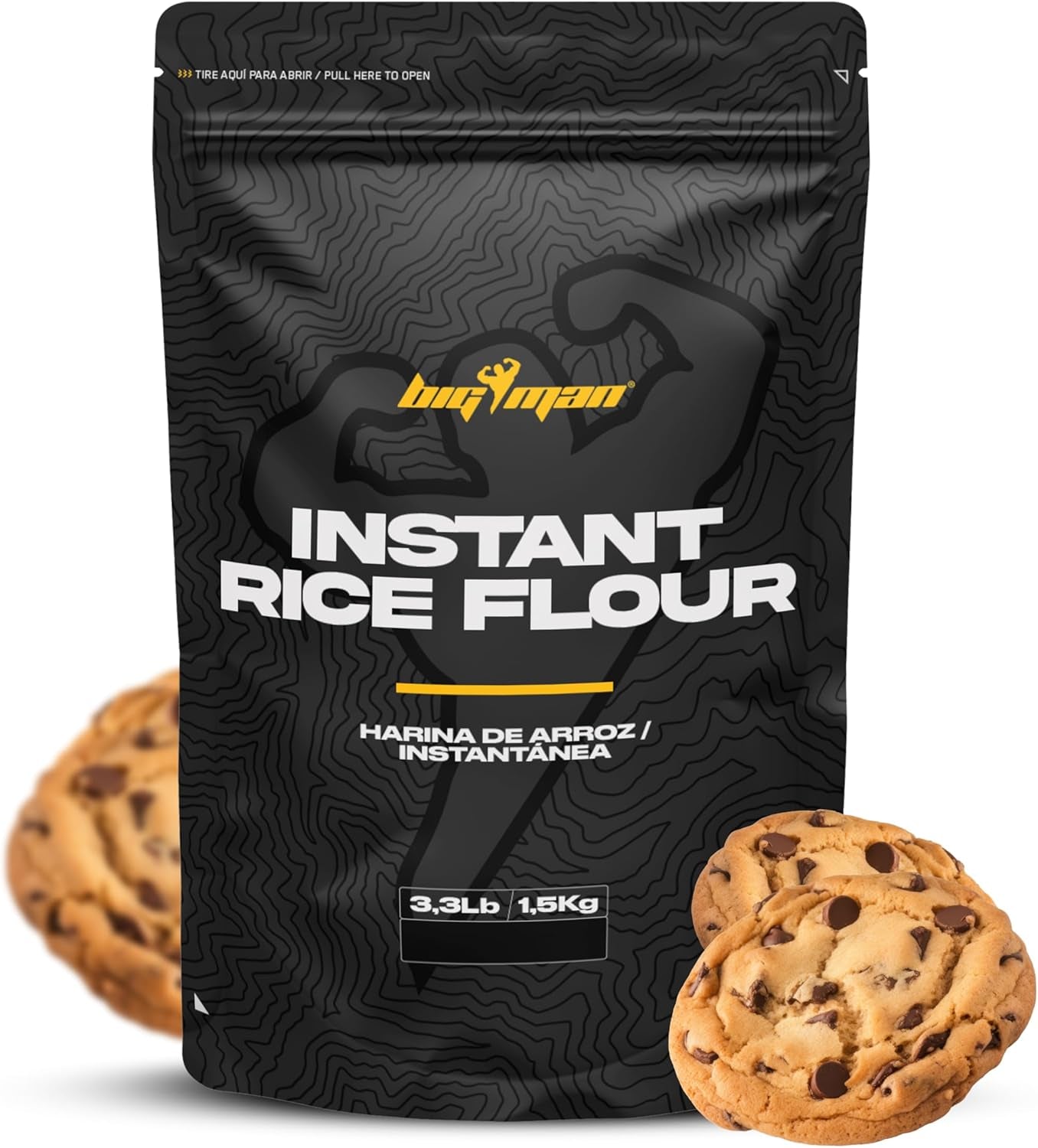Bigman | Harina De Arroz 1,5Kg (Cookies) | Carbohidratos De Lenta Asimilación | Mejores Hidratos Para Tus Recetetas | Tortitas Harina | Ganancia Muscular