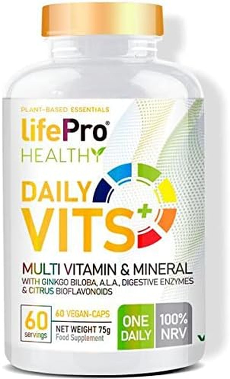 Life Pro Daily Vits – Multivitaminas Y Minerales Para Lo Protección Del Sistema Inmune – Vitaminas A, D, E, K, C, B1, B2, B6 Y B12 – 60 Cápsulas – Producto Apto Para Veganos