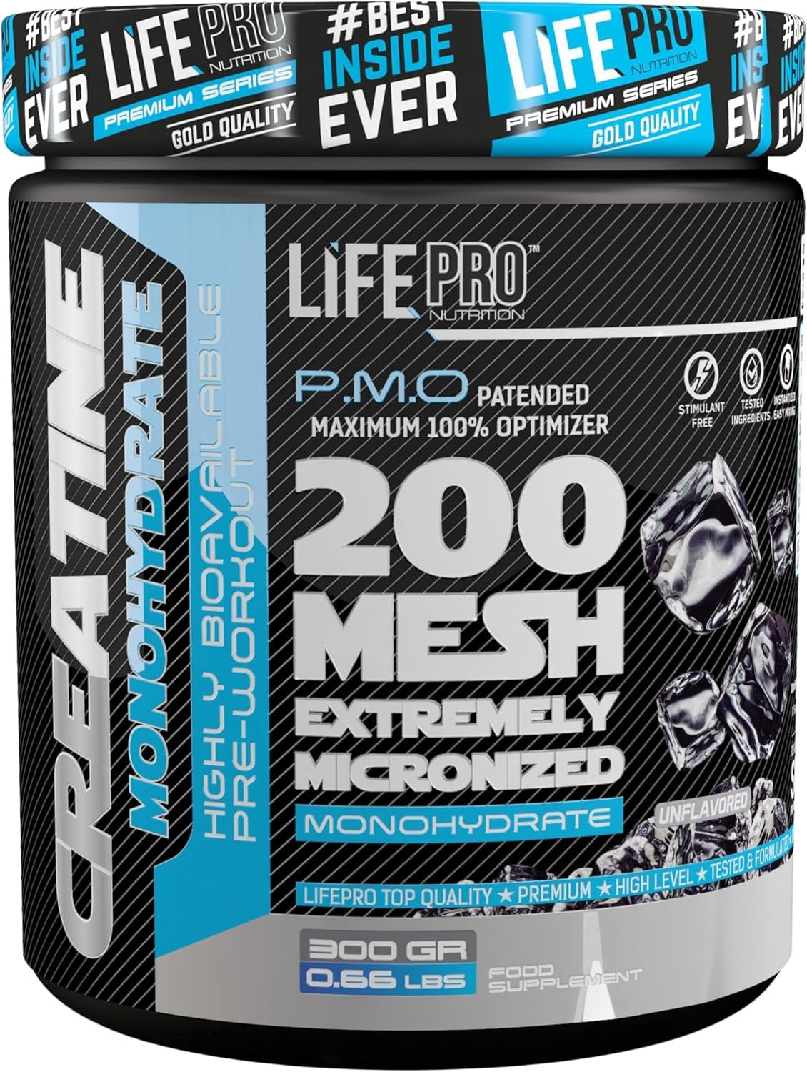 Life Pro Creatina Monohidratada 300g | Creatina Micronizada 99.9% Pureza, Aumenta Fuerza y Resistencia, Absorción Rápida