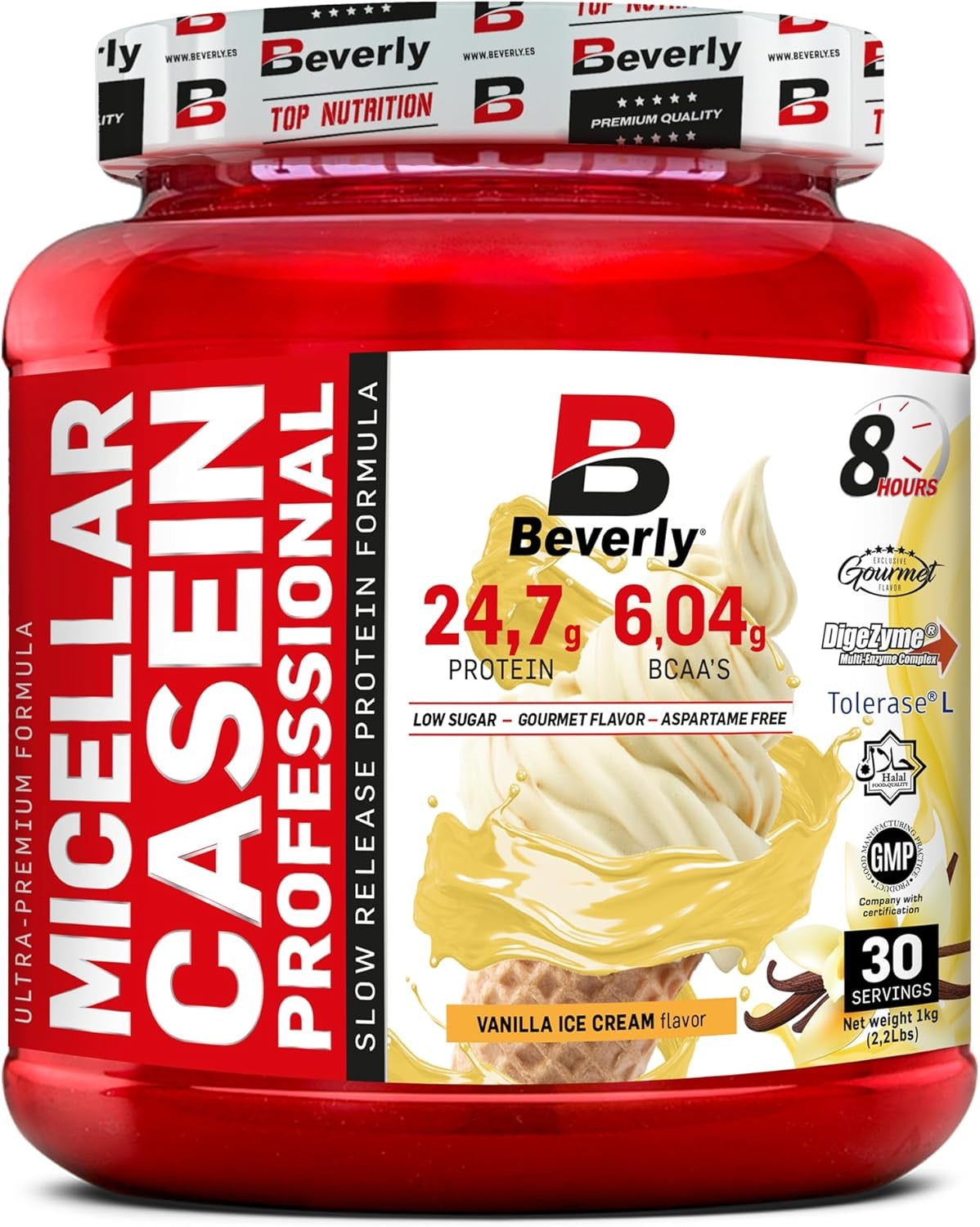 Beverly Casein Professional 1 Kg - Proteína de Caseína Micelar para Tonificar y Mejorar el Rendimiento Deportivo (Chocolate, 25 g por Ración)