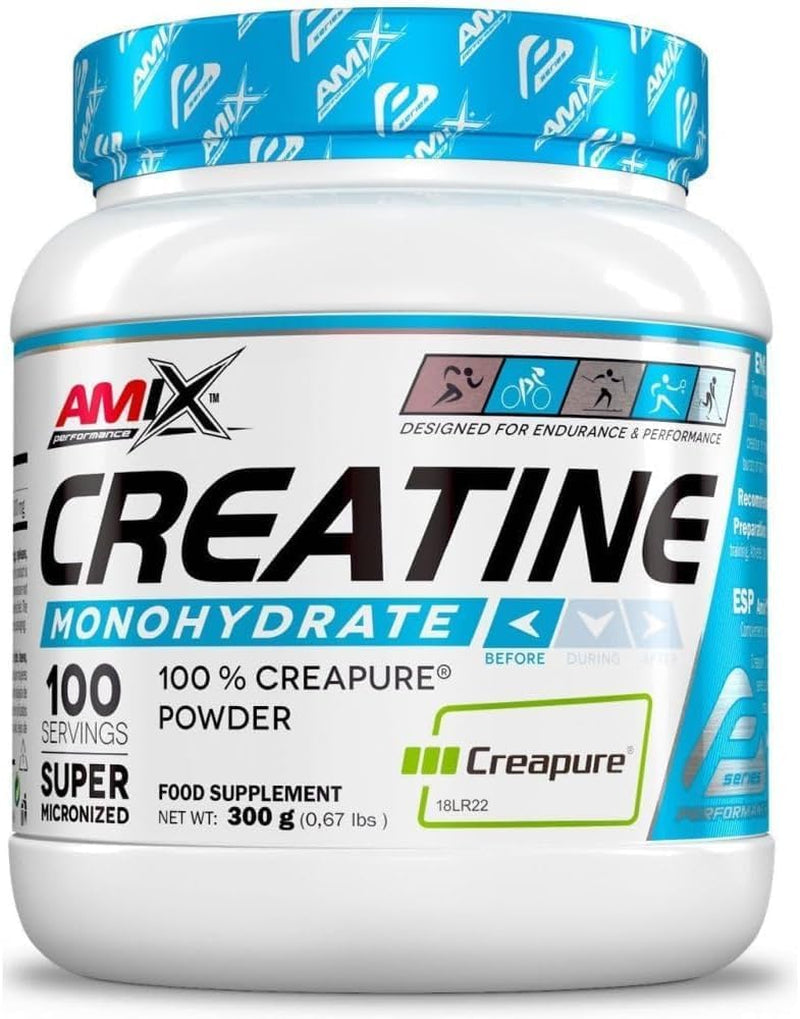 AMIX - Creatina Monohidratada Creapure En Bote De 300 G - Ayuda Al Aumento Del Rendimiento Y La Fuerza - 100% Creapure - Suplemento Para Ganar Masa Muscular