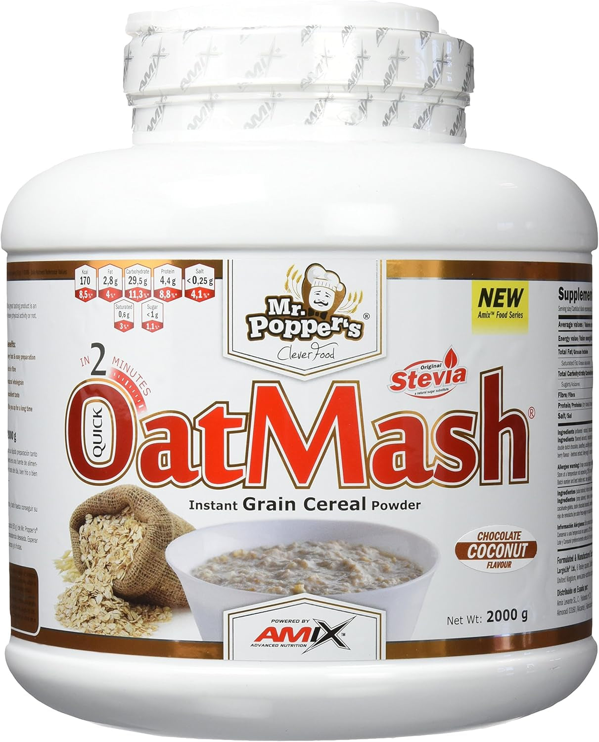 AMIX - Oatmash En Formato De 2 Kilos - Gran Aporte Nutritivo Y Saciante - Mejora El Rendimiento Deportivo - Sabor a Coco-Chocolate