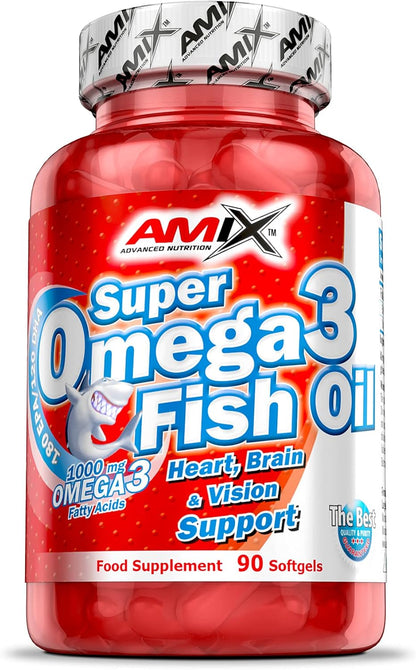 AMIX - Complemento Alimenticio Con Omega 3 - Súper Omega 3 En Formato De 90 Cápsulas - Con Aceite De Pescado - Mejora La Circulación Sanguínea Y Protege Las Células Del Estrés Oxidativo