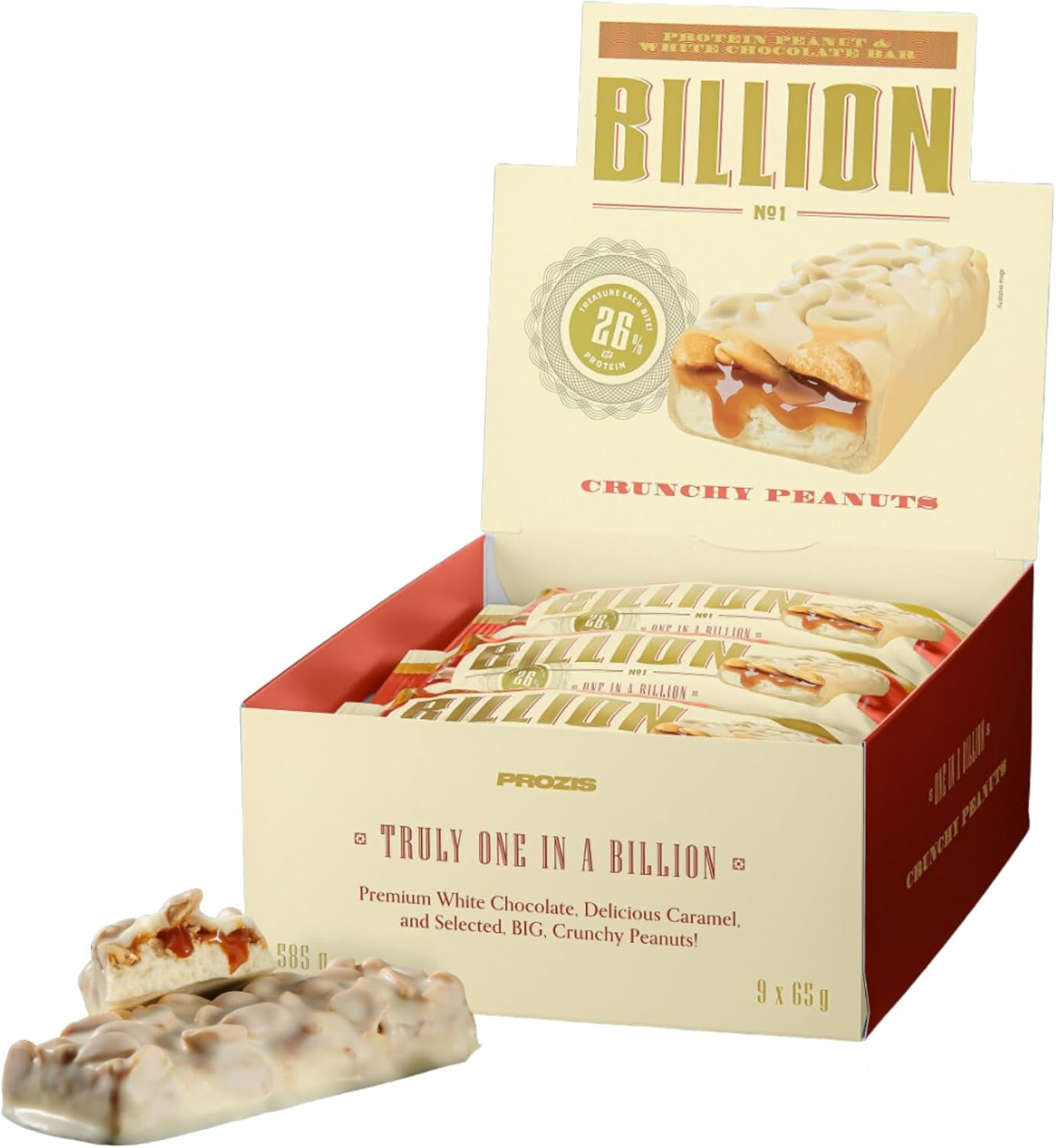 Barrita Proteica Billion - Prozis - Barrita Proteica De Cacahuete Y Chocolate Blanco 9X65Gr