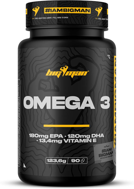 Bigman | Omega 3 Fish Oil 90 Caps | Aceite De Pescado | Fuente De Acidos Grasos Essenciales | 540Mg EPA + 360Mg DHA | Apoyo Del Cuidado Del Corazon | Mejora La Oxidación Celular | 90 Perlas