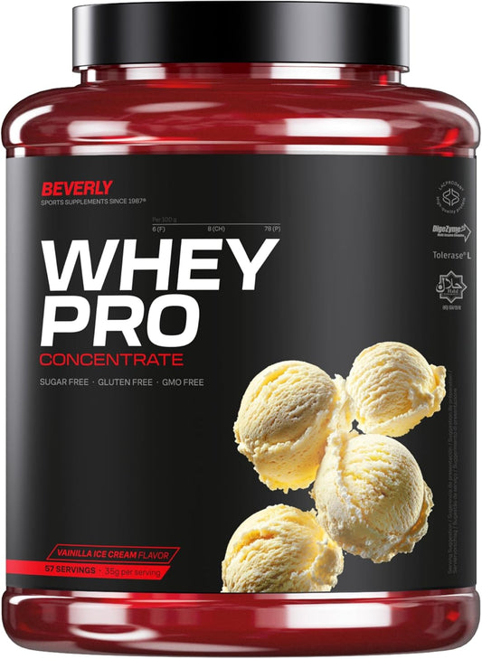 Beverly Whey Pro - Concentrado De Proteína De Suero Whey - 2 Kg - 28 G De Proteína Por Ración - 58 Servicios - Tonifica Y Aumenta La Masa Muscular - Mayor Rendimiento Deportivo (2 KG, Vainilla)