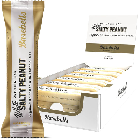 Barebells - Barritas Proteína - 20G Protein X Bar - Baja En Azúcar - Baja En Calorías - Sin Aceite De Palma - White Salty Peanut (12 Barritas X 55G)