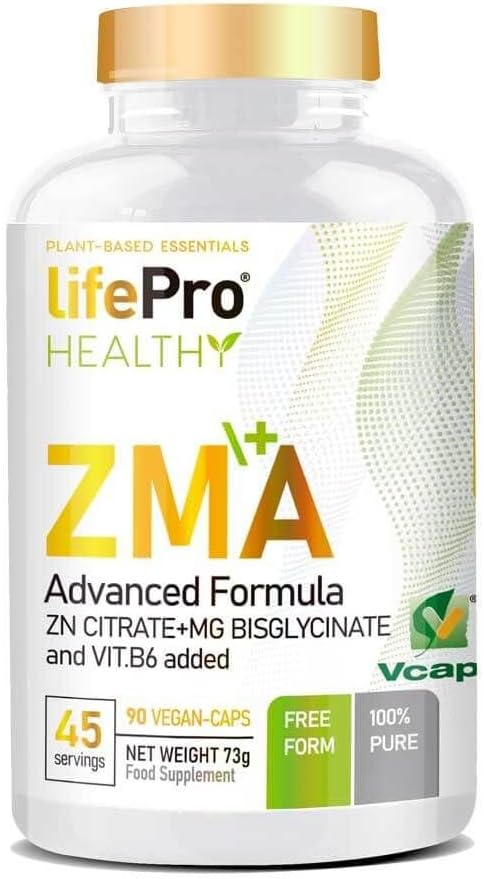 Life Pro Healthy ZMA 90 Cápsulas | Suplementos Con Glicinato De Magnesio | Citrato De Zinc Y Vitamina B6 | Aumenta Volumen Masa Magra | Mejora Rendimiento Y Recuperación | Aumenta Testosterona