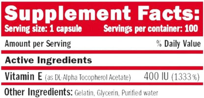 Amix - Vitamina E 400 I.U - Complejo Vitamínico - Potente Antioxidante - Mejora La Salud Cardiovascular - Fácil De Tomar - 100 Cápsulas Blandas - 570 G