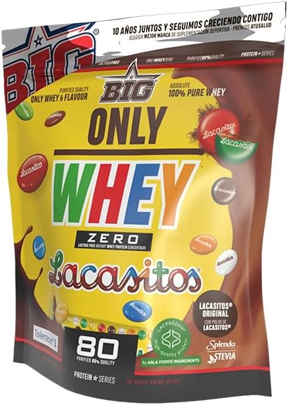 BIG - Proteinas Whey - Proteina En Polvo Para Desarrollo De Masa Muscular Y Recuperación - Materia Prima Premium - Whey Protein Sin Lactosa, Sin Azúcar, Sin Grumos (500G, Lacasitos)