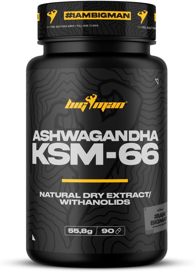 Bigman | ASHWAGANDHA KSM-66 90 Cáp. | Extracto De Ashwaganda En Polvo | Con Withanólidos | Adaptógeno | Reduce La Fatiga Física Y Mental