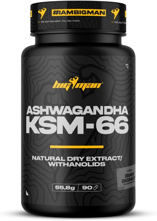 Bigman | ASHWAGANDHA KSM-66 90 Cáp. | Extracto De Ashwaganda En Polvo | Con Withanólidos | Adaptógeno | Reduce La Fatiga Física Y Mental