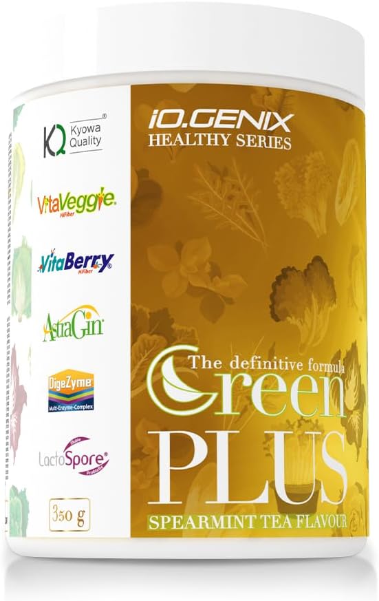Io.Genix - Green plus | 320G | Extracto De Plantas, Frutas, Vegetales, Vitaminas Y Minerales | Principios Activos | (Té De Hierbabuena)