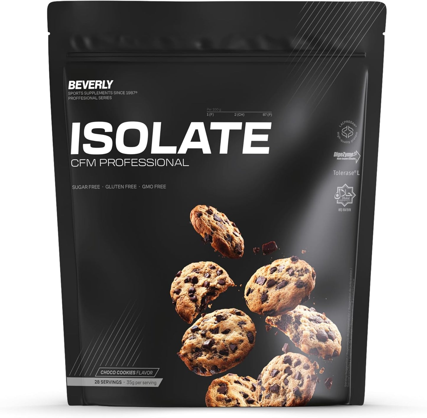 Beverly Isolate CFM - Aislado De Proteína De Suero Lacprodan - 1 Kg - 30 G De Proteína Por Porción - 29 Servicios - Tonifica Y Aumenta La Masa Muscular - Sabor (1 KG, CHOCOLATE COOKIE)