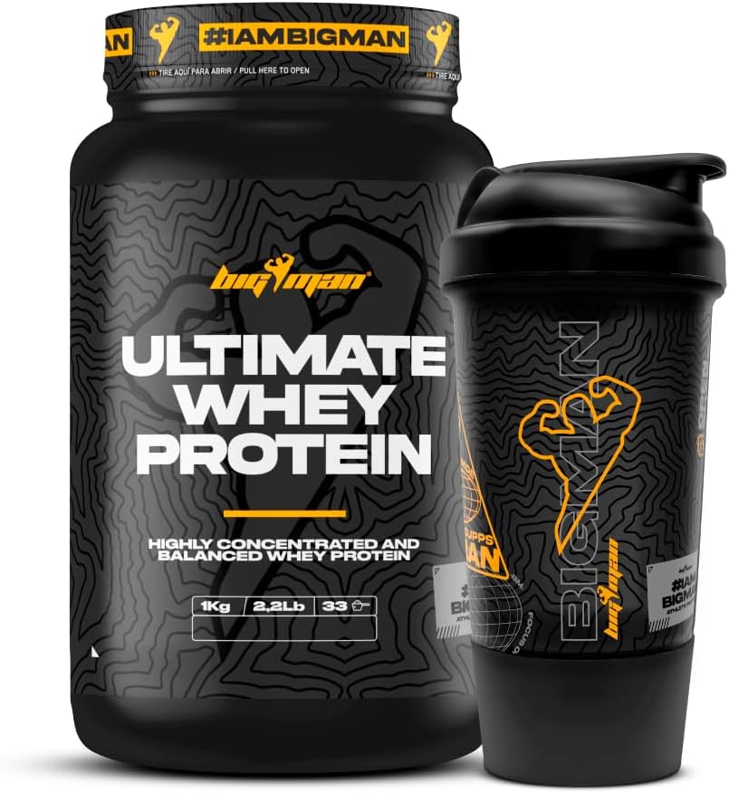 Pack Bigman Ultimate Whey Protein 1 Kg + Shaker De REGALO PRO | Aumenta El Crecimiento Muscular | Entrenamientos Intensos | Máxima Asimilación (1 KILO, Chocolate)