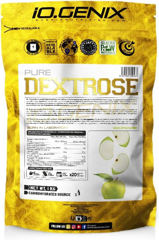 IO.GENIX PURE DEXTROSE, Sabor Green Apple, 1 Kg