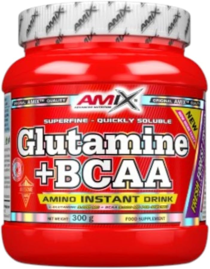 AMIX - Bcaa Glutamina - 300 Gramos - Complemento Alimenticio De Glutamina En Polvo - Reduce El Catabolismo Muscular - Sabor Frutas Del Bosque - Aminoácidos Ramificados