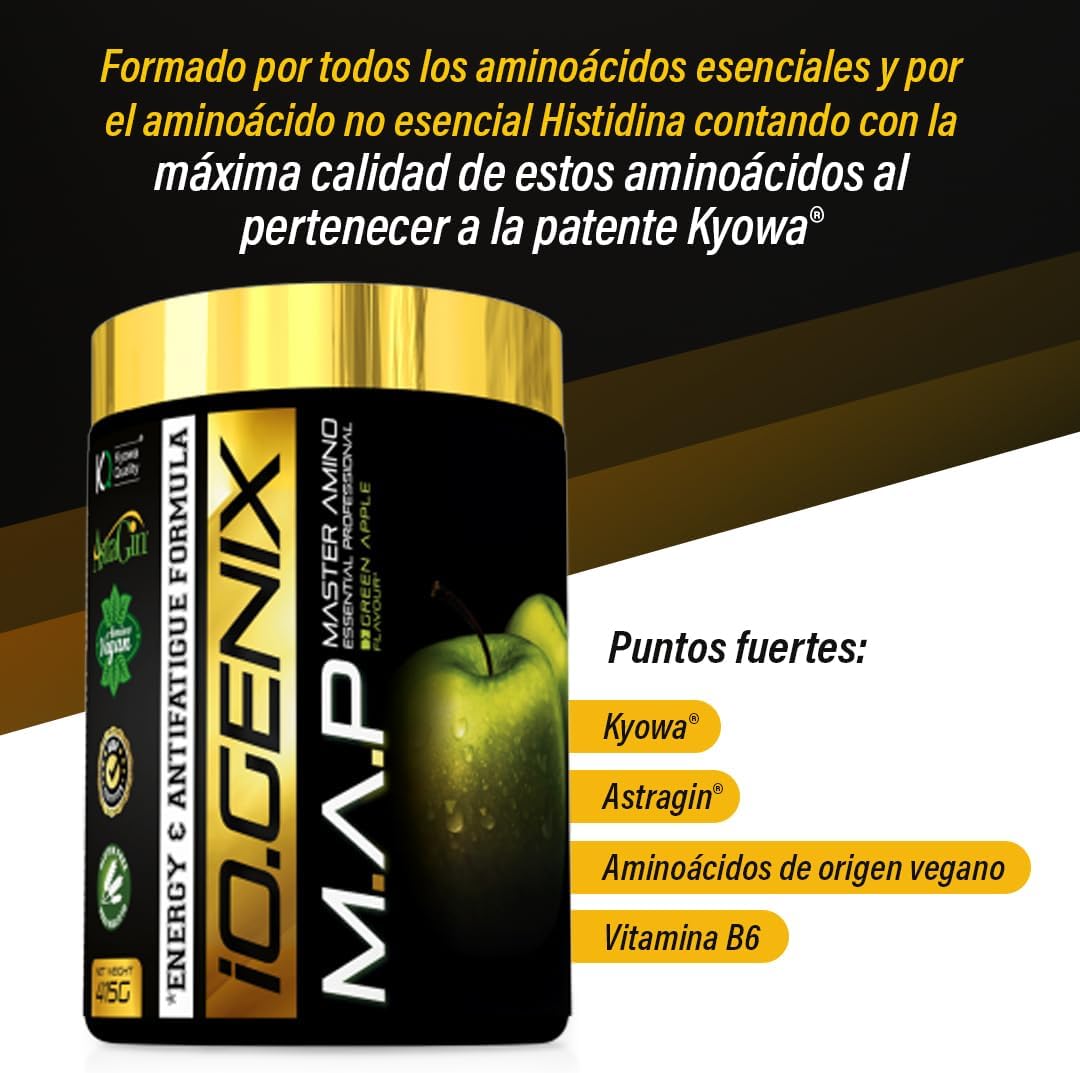 M.A.P - Io.Genix | 415G | Aminoácidos | Kyowa® | Astragin® | 0% Azucares | Asimilación Perfecta (Green Apple)