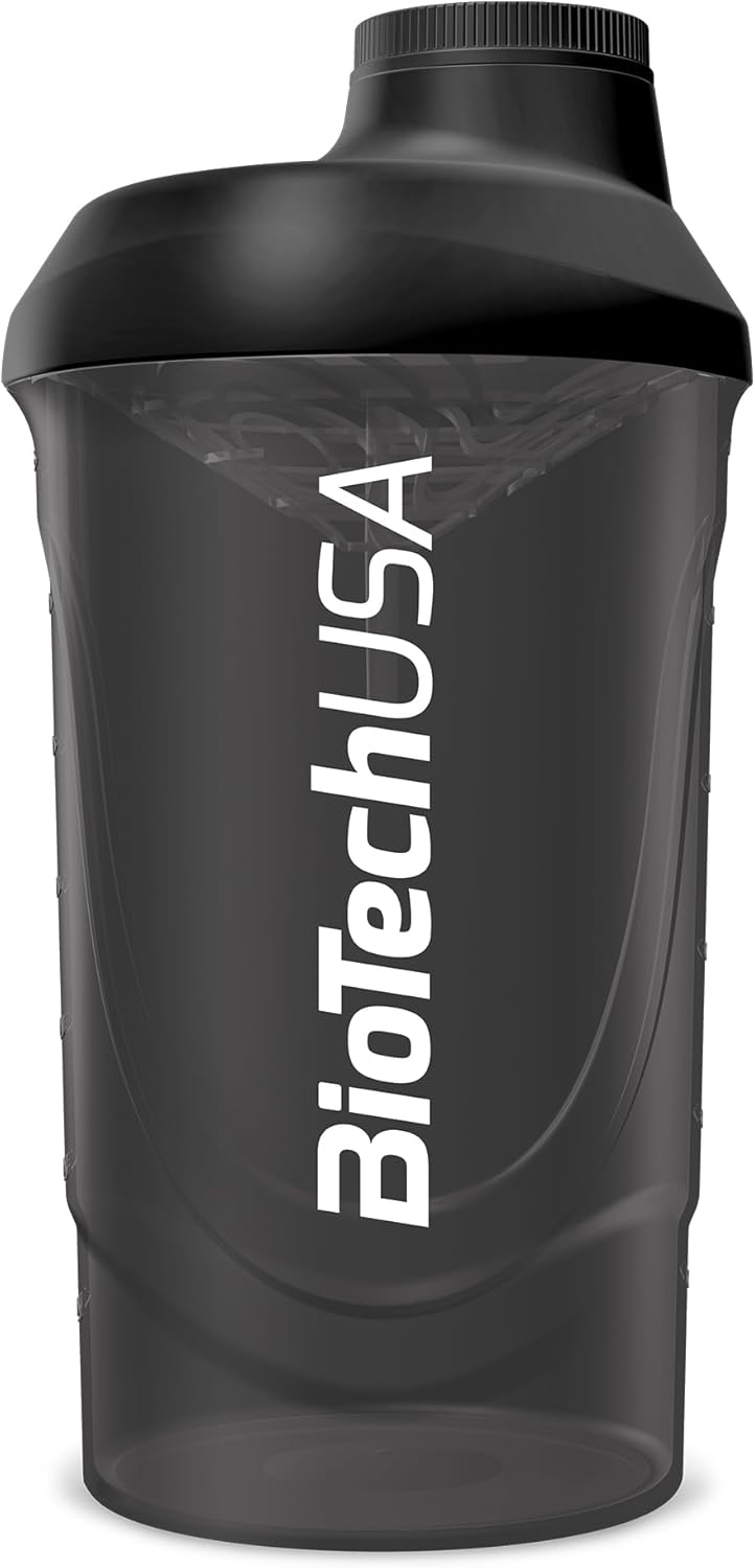 Biotechusa Wave Shaker | Botella Mezcladora | 100% a Prueba De Fugas | Mezcla Mejorada | Duradera Y Segura | Fácil De Usar Y Limpiar, 600 Ml, Negro