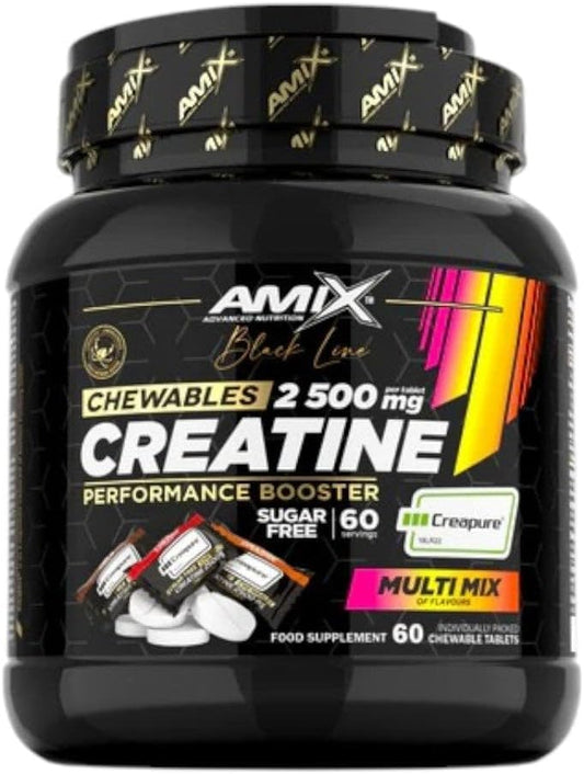 Amix™- Black Line Creatine 2500 Mg Chewables – Creatina Monohidrato Creapure® – 60 Comprimidos Masticables, Suplemento Para Rendimiento Deportivo