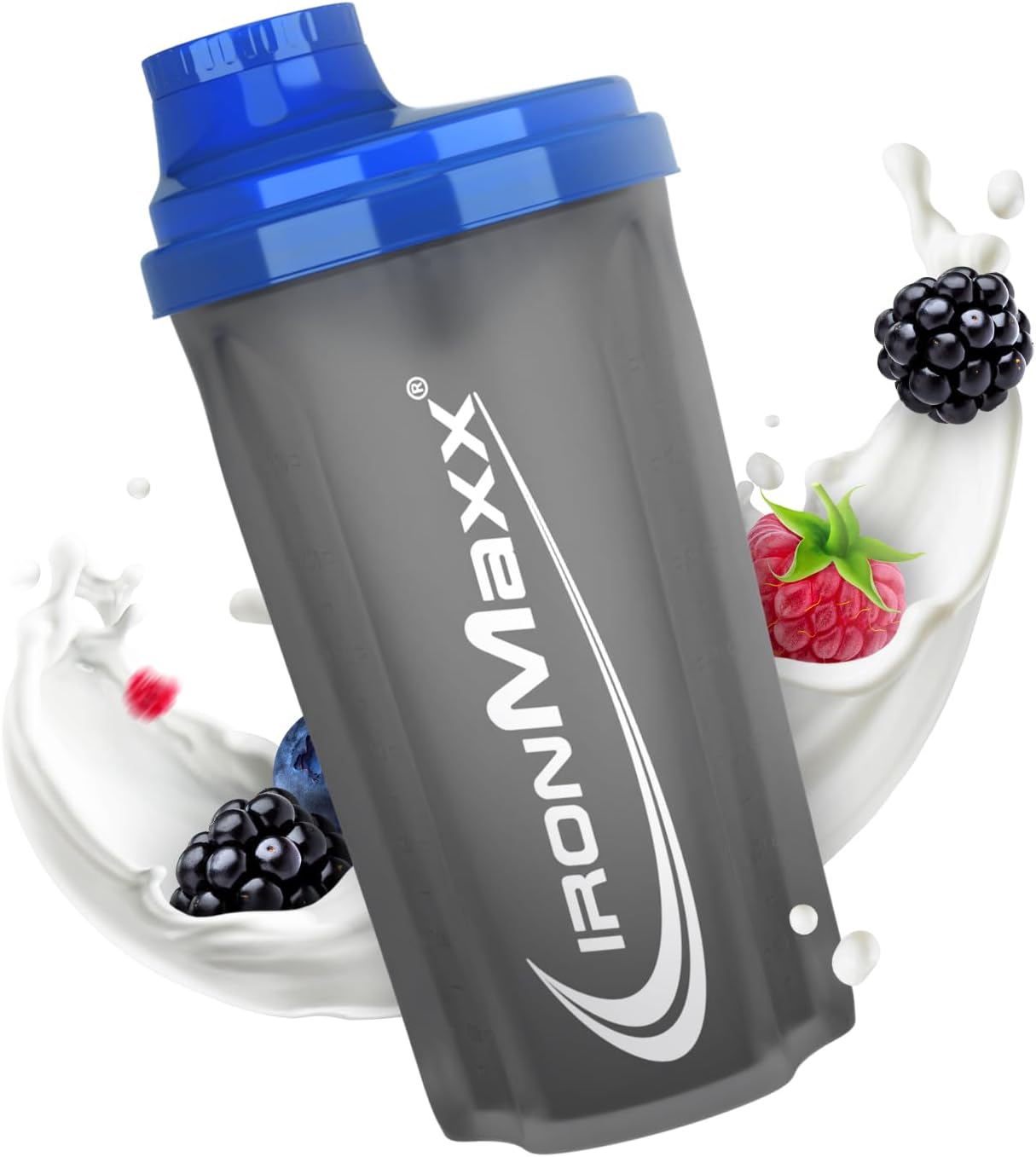 Ironmaxx Protein Shaker - 700Ml Azul /Gris| Agitador De Proteínas | Tapón De Rosca, Tamiz, Escala | Sin BPA/DEHP, Hermético, Lavable
