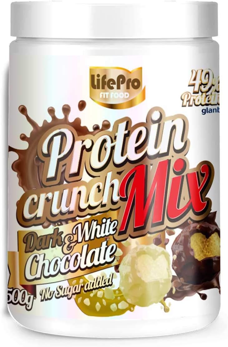 Life Pro Fit Food Protein Crunch 500G. Cereales Proteicos. Bolitas De Proteína Varios Sabores. Bajo En Hidratos. Cuida Tu Alimentación. Hecho En España. (DARK CHOCOLATE & WHITE CHOCOLATE)