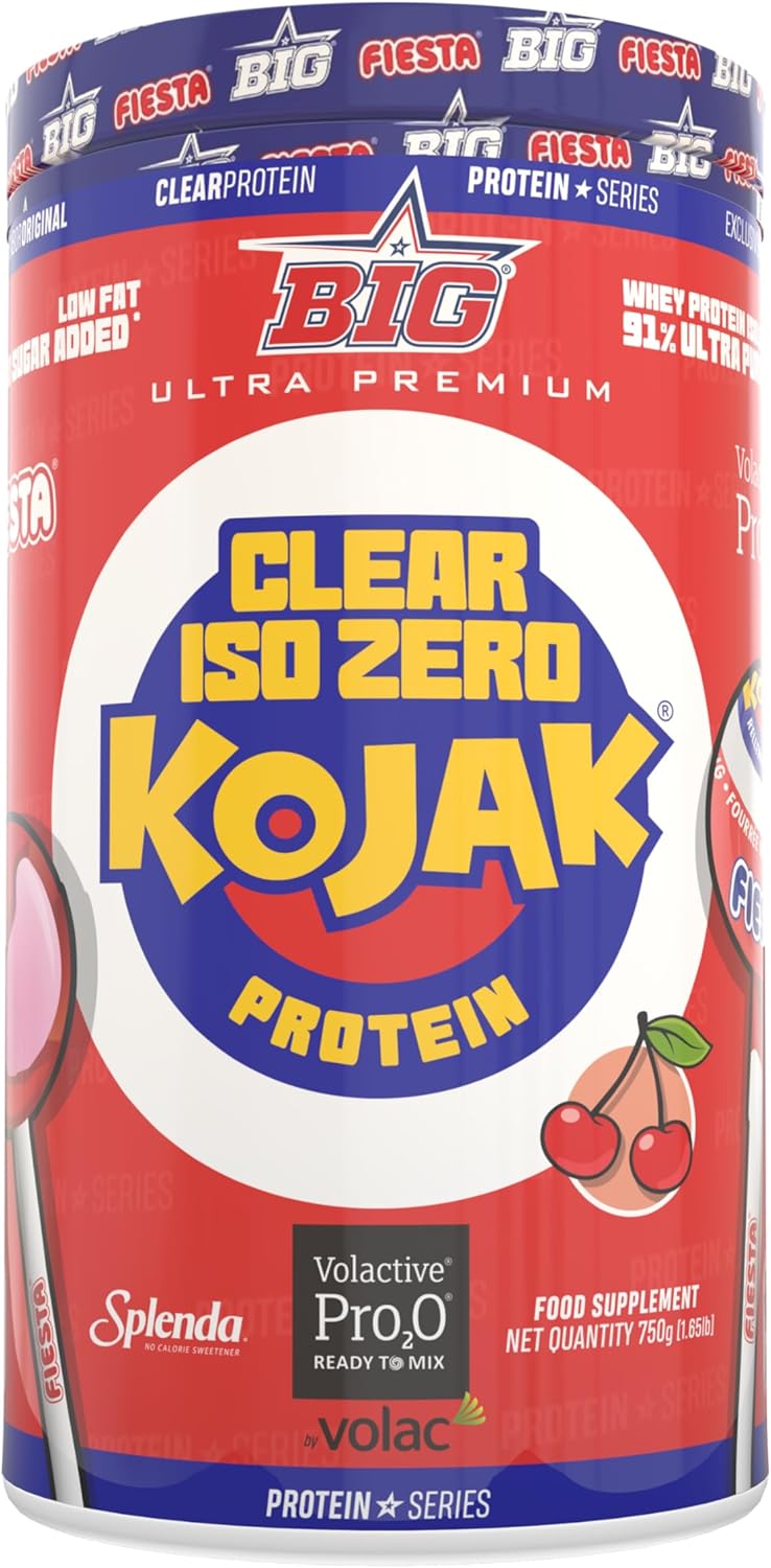 BIG - Proteina Clear Isolada - Clear Whey Protein - Sabor Kojak - Proteina Suero De Leche - Materia Prima Premium - Masa Muscular, Recuperación - Textura Tipo Isotónica - (750G, Cereza Original)