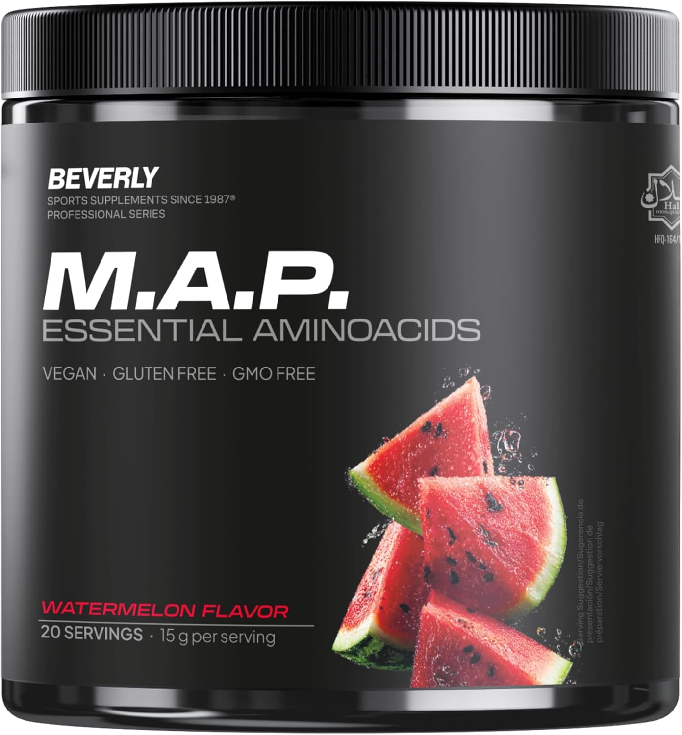 Beverly MAP - Aminoácidos Esenciales - 300 G - Con 3,4 G De Leucina Por Toma - 30 Servicios - Sabor Piruleta - Aumento De Masa Muscular Y Fuerza Sin Grasa (300 GR, SANDIA)