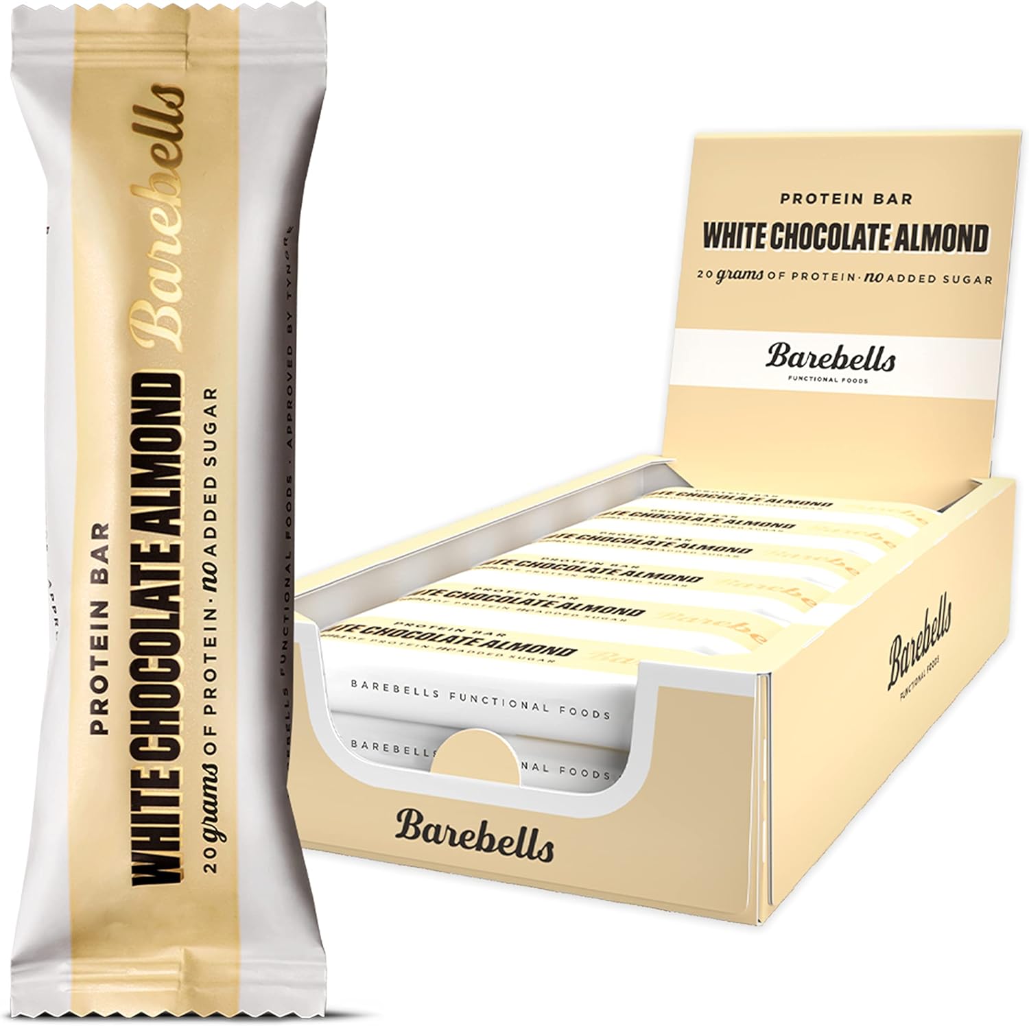 Barebells - Barritas Proteína - 20G Protein X Bar - Baja En Azúcar Y Calorías - Sin Aceite De Palma - White Chocolate Almond (12 Barritas X 55G)
