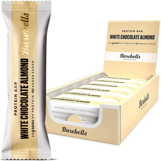 Barebells - Barritas Proteína - 20G Protein X Bar - Baja En Azúcar Y Calorías - Sin Aceite De Palma - White Chocolate Almond (12 Barritas X 55G)