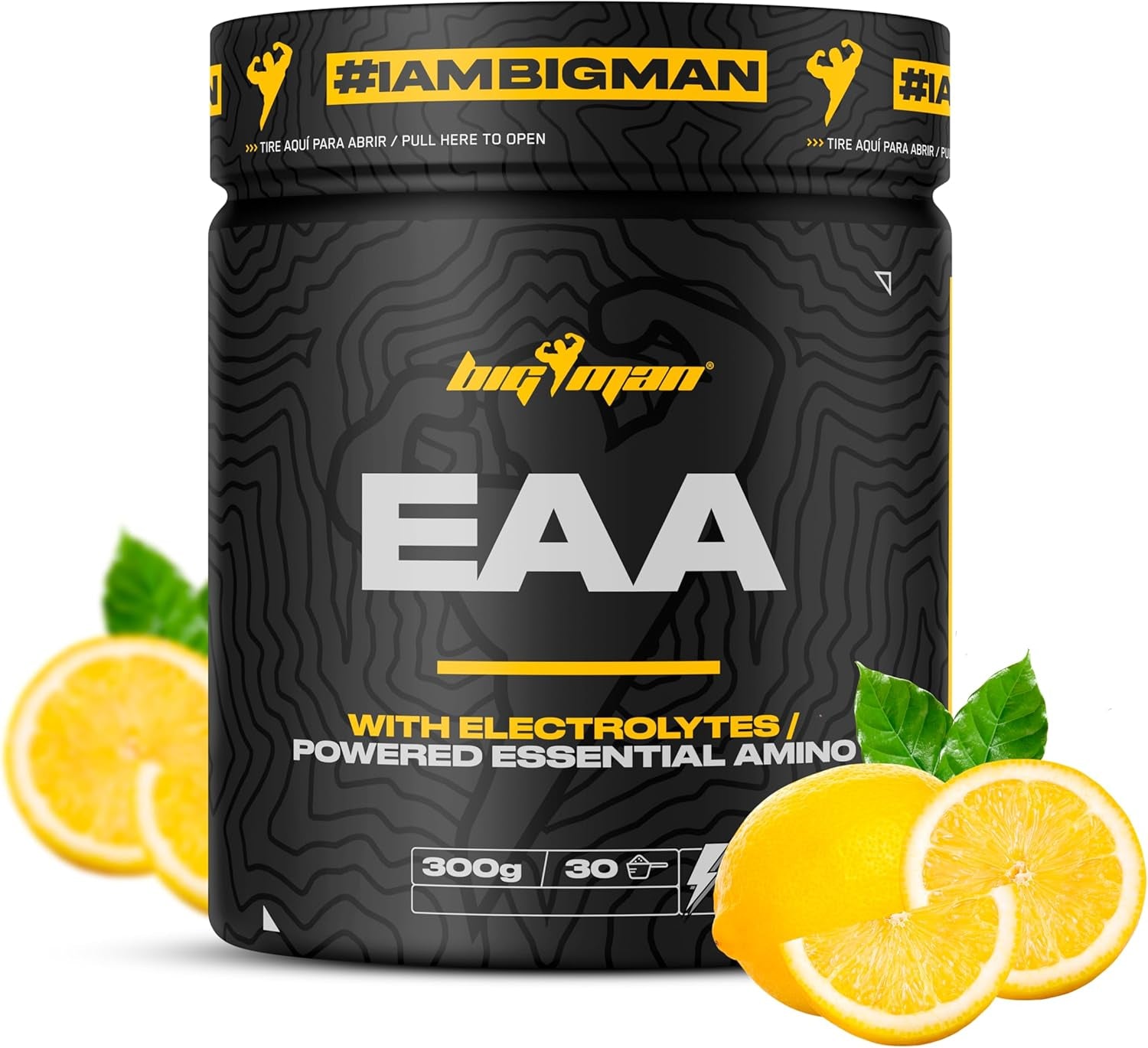 Bigman | EAA + Electrolytes (LIMON) 300Gr + Multivis 30 Caps + Shaker PRO "REGALO" | Amonoacidos Essenciales | Recuperación Muscular | Deportes Resistencia | Fuerza | Isotonico