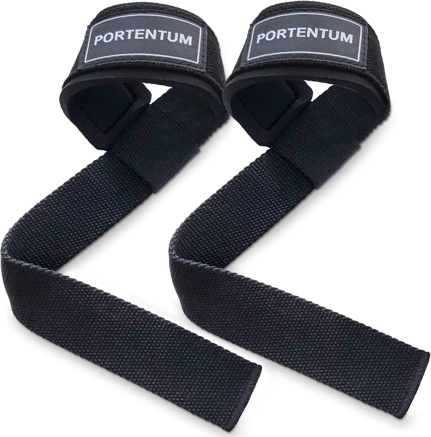 PORTENTUM® Straps Gym - Correas Levantamiento De Pesas Para Lifting, Gimnasio - Accesorios Fitness Para Mujer Y Hombre (Negras)