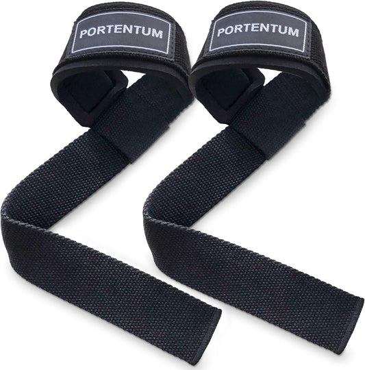 PORTENTUM® Straps Gym - Correas Levantamiento De Pesas Para Lifting, Gimnasio - Accesorios Fitness Para Mujer Y Hombre (Negras)
