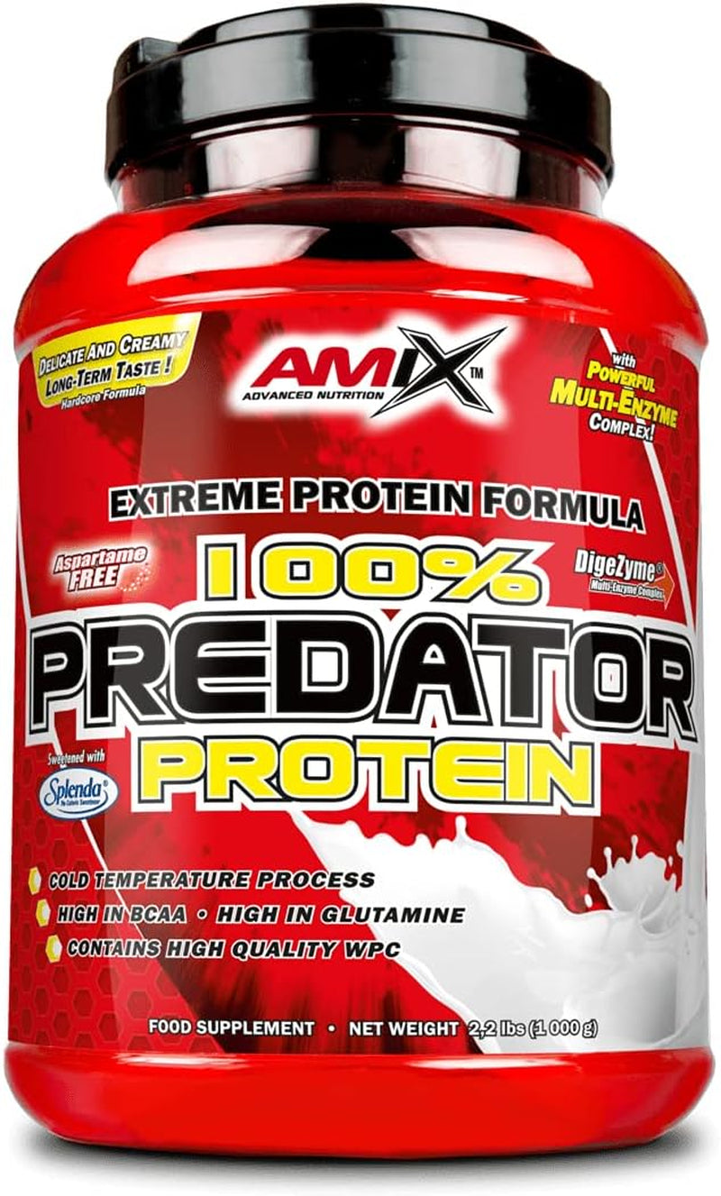 AMIX, Proteínas Para Aumentar Masa Muscular Con Sabor Chocolate, Predator En Formato Bote De 1 Kg, Ayuda Al Crecimiento Muscular, Libre De Aspartamo, Ideal Para Batidos De Proteínas
