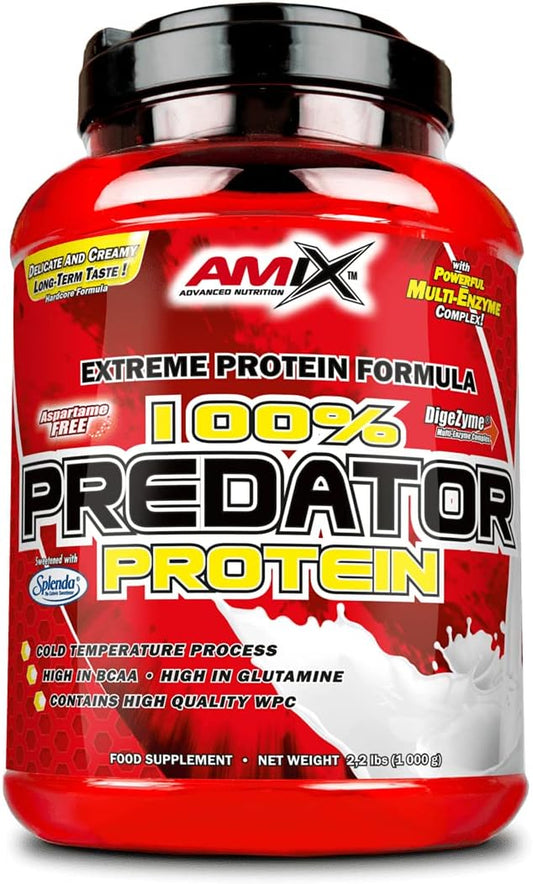 AMIX, Proteínas Para Aumentar Masa Muscular Con Sabor Chocolate, Predator En Formato Bote De 1 Kg, Ayuda Al Crecimiento Muscular, Libre De Aspartamo, Ideal Para Batidos De Proteínas