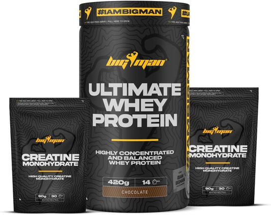 Pack Bigman Ultimate Whey 420g + Creatina 180g – Proteína Chocolate y Rendimiento Muscular