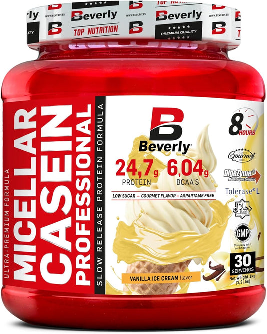 Beverly Casein Professional 1 Kg - Proteína de Caseína Micelar para Tonificar y Mejorar el Rendimiento Deportivo (Chocolate, 25 g por Ración)