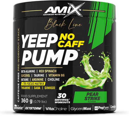 Amix Black Line YEEP PUMP NO CAFF – Pre-entreno, 360 g, Sabor Jungle Monster