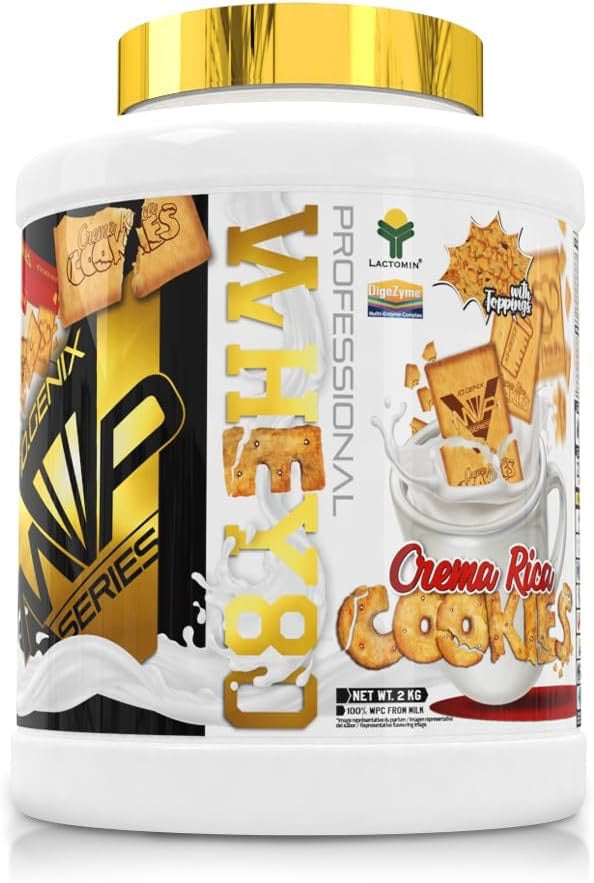 Io.Genix Whey 80 Professional 2 Kg – Proteína concentrada de suero de leche en polvo (White Choco Rings)