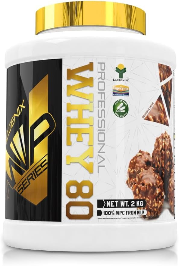 Io.Genix Whey 80 Professional 2 Kg – Proteína concentrada de suero de leche en polvo (White Choco Rings)