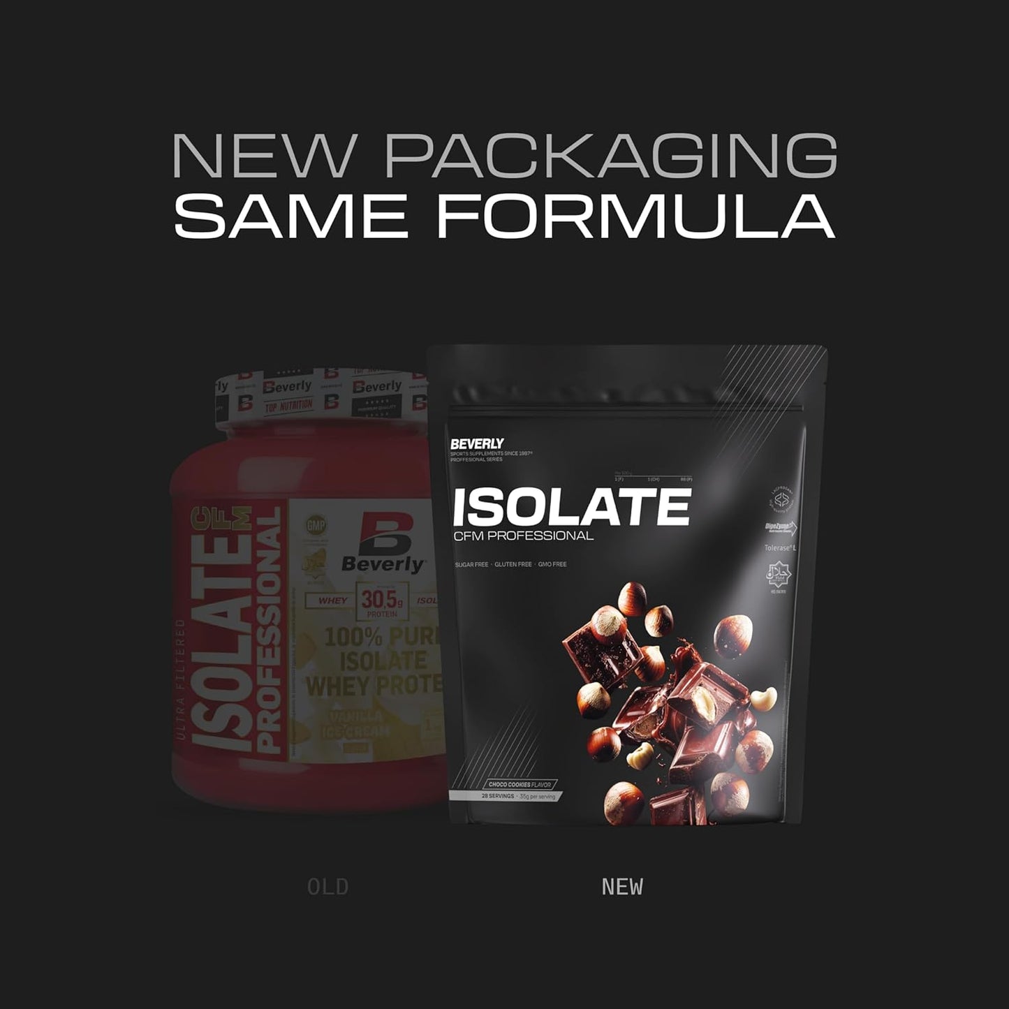 Beverly Isolate CFM - Aislado De Proteína De Suero Lacprodan - 1 Kg - 30 G De Proteína Por Porción - 29 Servicios - Tonifica Y Aumenta La Masa Muscular - Sabor (1 KG, CHOCOLATE AVELLANA)