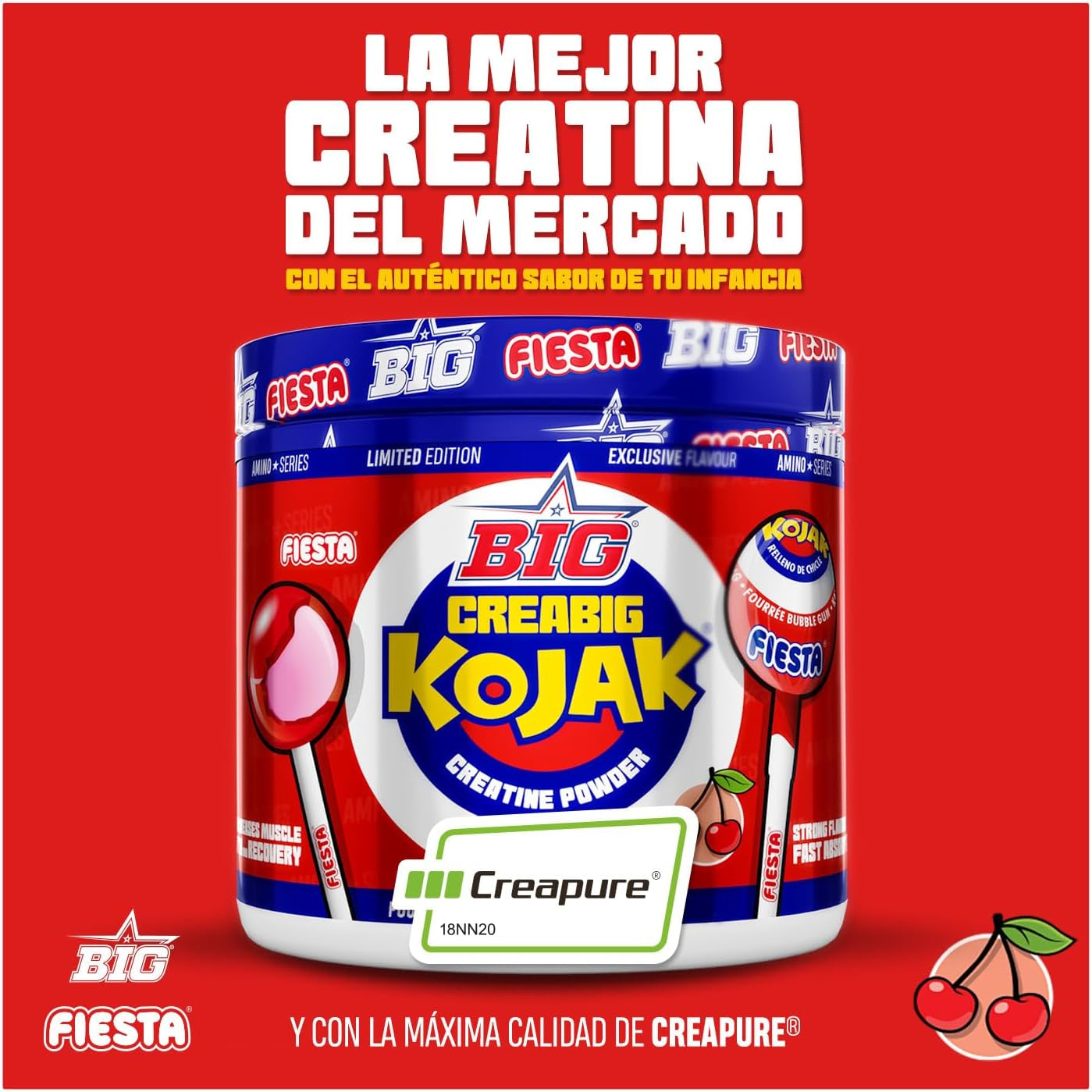 BIG - Creatina Creapure ® - Creatina Monohidratada Creapure En Polvo, Rendimiento Físico Y Recuperación - Materia Prima Premium - Monohidrato De Creatina De Rápida Absorción, Vegana (250G, Kojak)