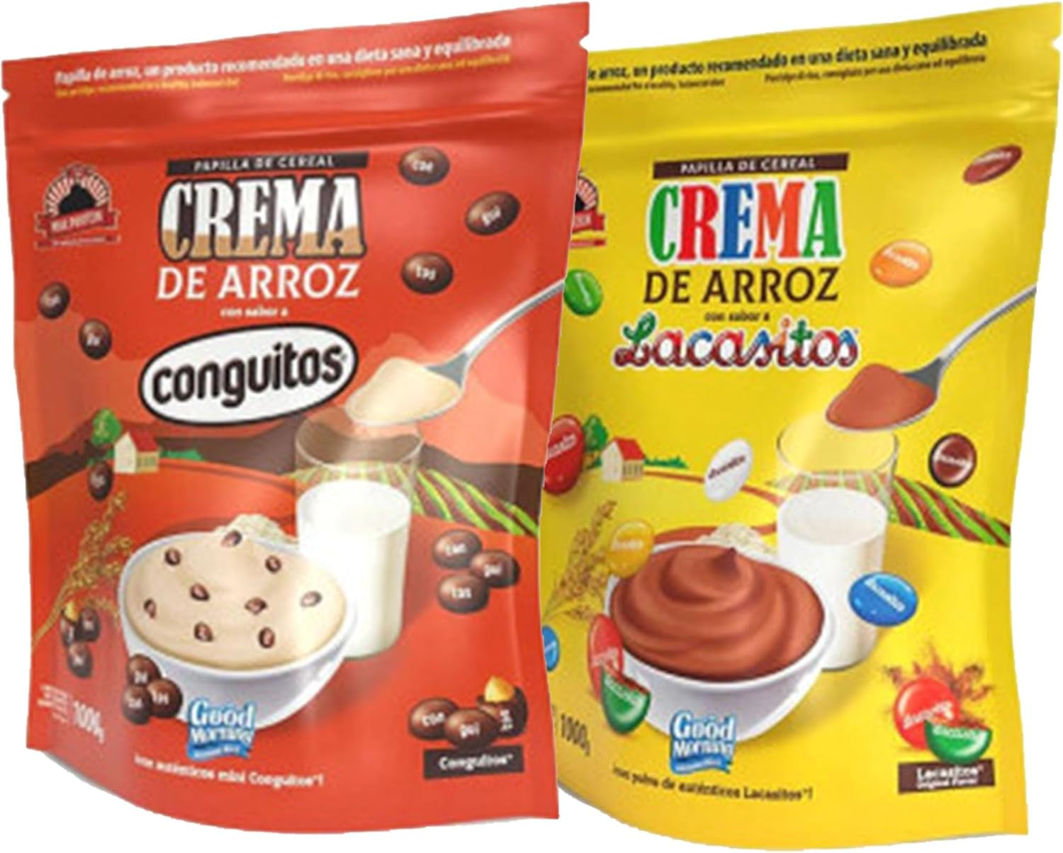 Pack 2Kg Crema De Arroz Sabor Lacasitos + Conguitos Dark