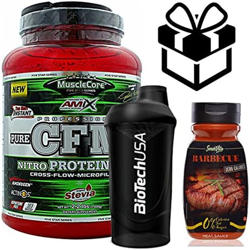 Musclecore CFM Nitro Protein Isolate - 1 Kg Doble Choco + Salsa + Mezclador