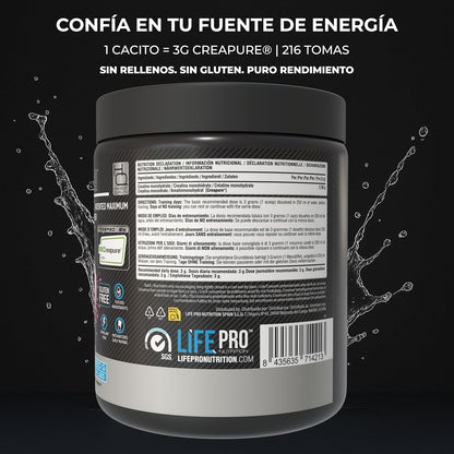 Creatina Monohidratada Creapure Life Pro 650G – Sabor Lollipop – Creatina Micronizada Pura, Hasta 216 Tomas – Sin Gluten, Para Fuerza, Energía Y Recuperación Muscular – Calidad Alemana Garantizada